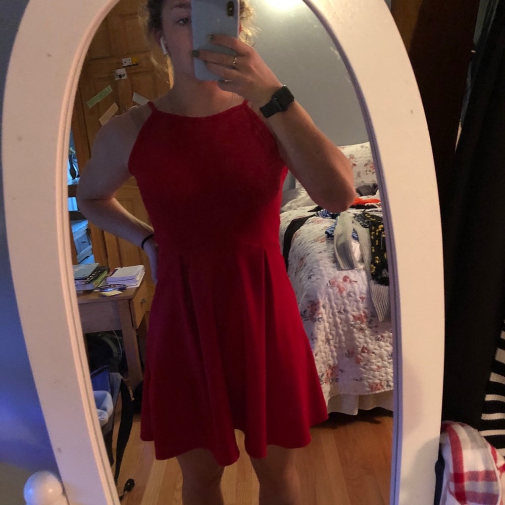 olivia rae red sleeveless skater dress